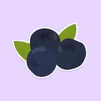 Free vector vector cute blueberry fruit sticker clipart