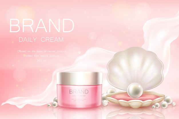 Free vector vector daily cream in jar, cosmetic background