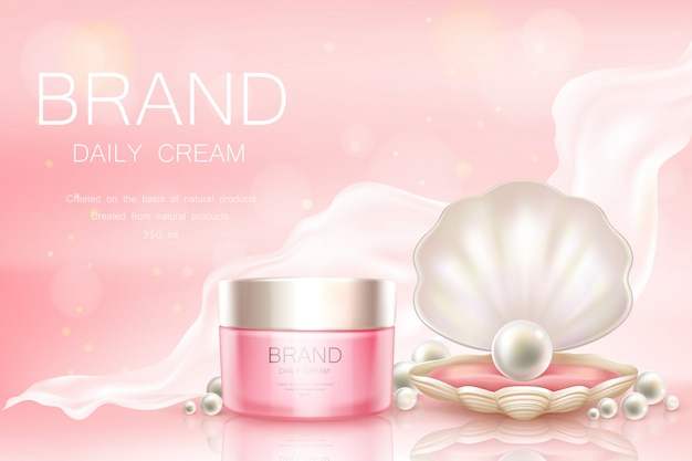 Vector daily cream in jar, cosmetic background