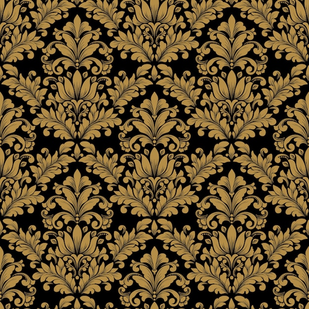 無料ベクター ダマスク織のシームレスなパターンのベクトルの背景。古典的な豪華な昔ながらのダマスク織の飾り、壁紙、テキスタイル、ラッピングのロイヤルビクトリア朝のシームレスなテクスチャ。