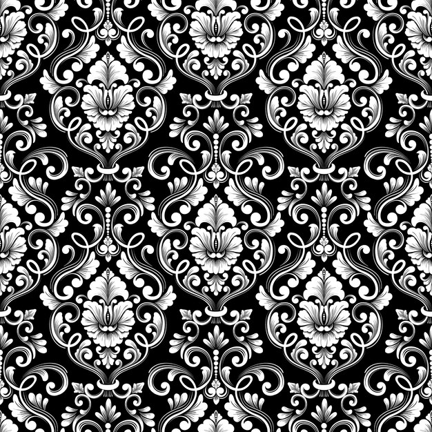 Vector damask seamless pattern background. Classical luxury old fashioned damask ornament, royal victorian seamless texture for wallpapers, textile, wrapping. Exquisite floral baroque template.