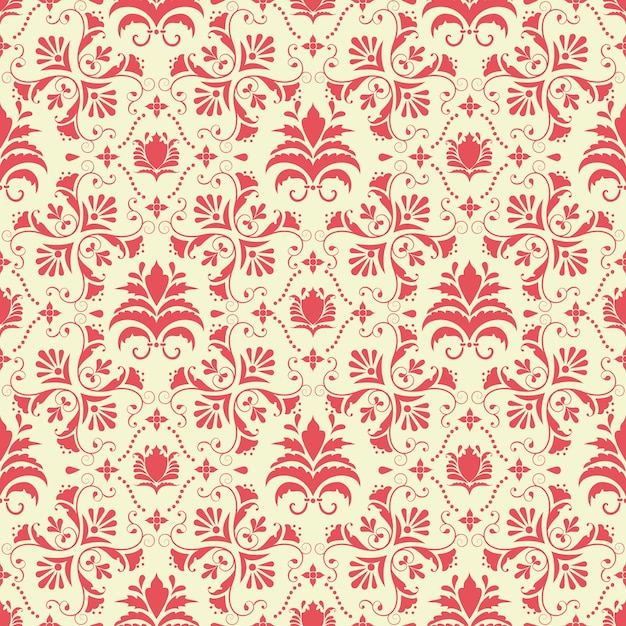 Vector damask seamless pattern background. classical luxury old fashioned damask ornament, royal victorian seamless texture for wallpapers, textile, wrapping. exquisite floral baroque template.