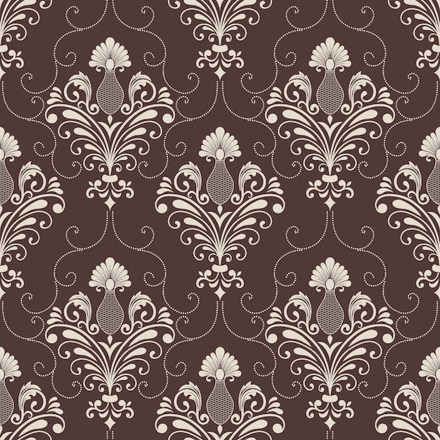 Vector damask seamless pattern background. classical luxury old fashioned damask ornament, royal victorian seamless texture for wallpapers, textile, wrapping. exquisite floral baroque template.