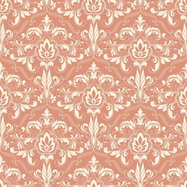 Vector damask seamless pattern background. Classical luxury old fashioned damask ornament, royal victorian seamless texture for wallpapers, textile, wrapping. Exquisite floral baroque template.