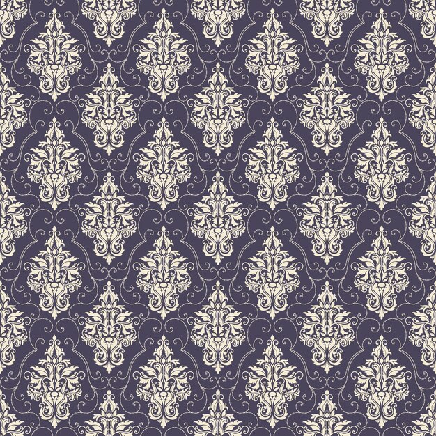 Векторные дамасской бесшовные фоном шаблон. Классический роскошный старомодный дамасский орнамент, королевская викторианская бесшовная текстура для обоев, текстиль, упаковка. Изысканный цветочный шаблон в стиле барокко.
