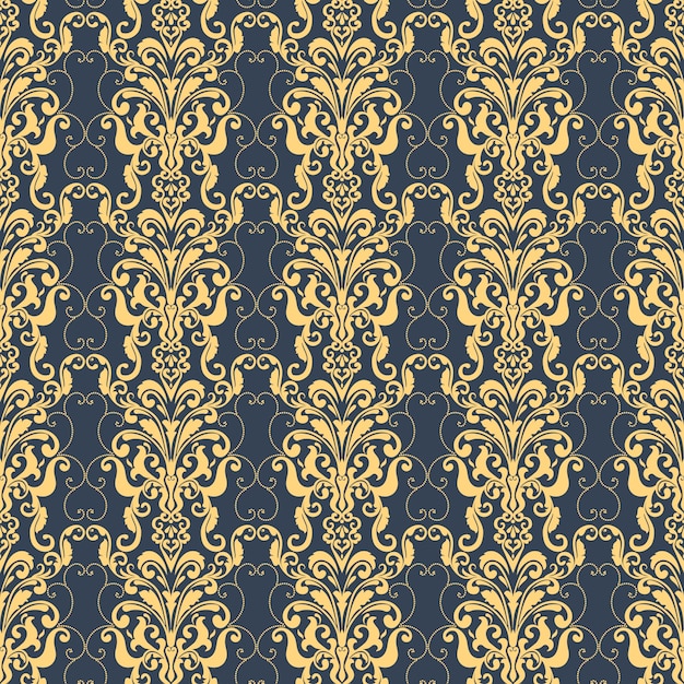 Vector damask seamless pattern background. Classical luxury old fashioned damask ornament, royal victorian seamless texture for wallpapers, textile, wrapping. Exquisite floral baroque template.