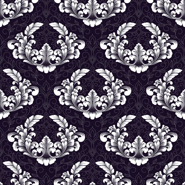 Vector damask seamless pattern background. Classical luxury old fashioned damask ornament, royal victorian seamless texture for wallpapers, textile, wrapping.