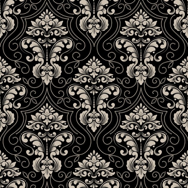 Vector damask seamless pattern background. Classical luxury old fashioned damask ornament, royal victorian seamless texture for wallpapers, textile, wrapping. 