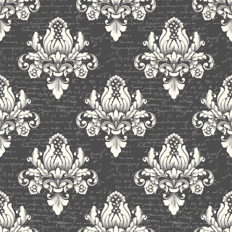 Free Vector vector damask seamless pattern background with ancient text. classical luxury old fashioned damask ornament, royal victorian seamless texture for wallpapers, textile. exquisite floral baroque template
