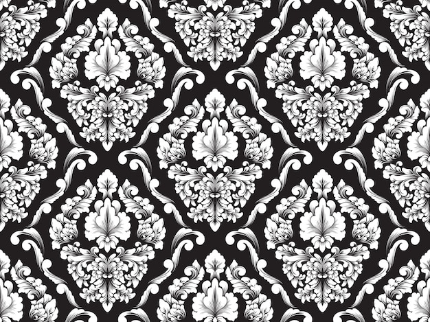 Vector damask seamless pattern background.