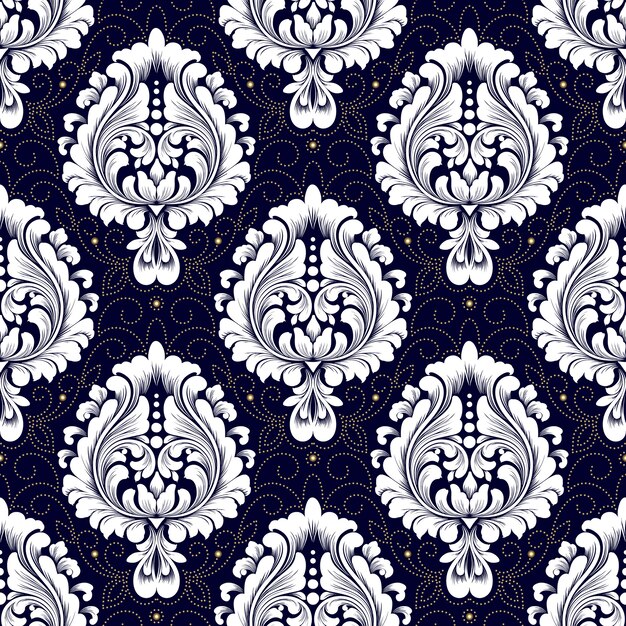 Vector damask seamless pattern. Classical luxury old fashioned damask ornament, royal victorian seamless texture for wallpapers, textile, wrapping. Exquisite floral baroque template.