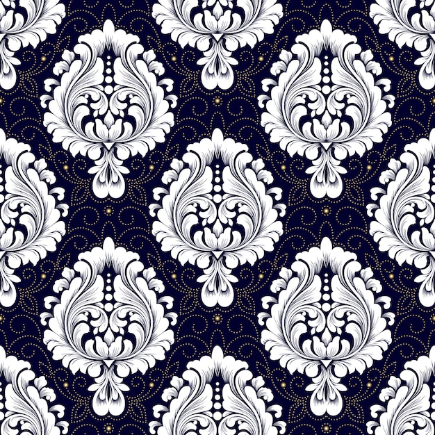 Vector damask seamless pattern. Classical luxury old fashioned damask ornament, royal victorian seamless texture for wallpapers, textile, wrapping. Exquisite floral baroque template.