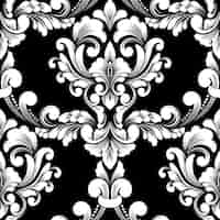 無料ベクター ベクトルダマスクシームレスパターン。古典的な豪華な昔ながらのダマスク織の飾り、ロイヤルビクトリア朝の壁紙