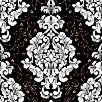 Вектор дамасской бесшовные модели. классический роскошный старинный дамасский орнамент, королевская викторианская бесшовная текстура для обоев, текстиля, упаковки. изысканный цветочный шаблон в стиле барокко.