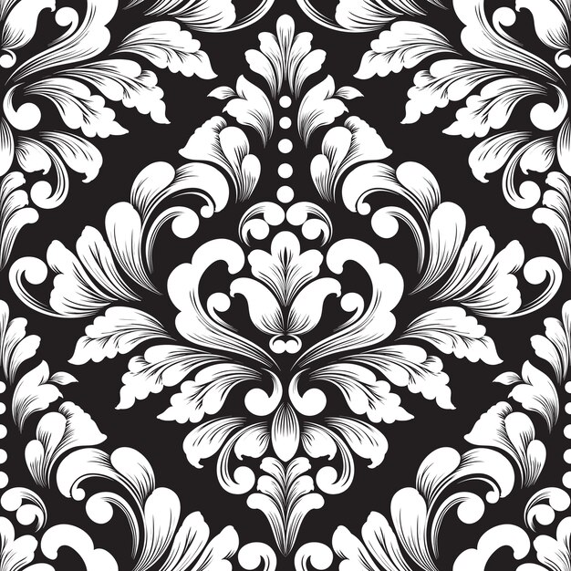 ベクトルダマスクシームレスパターン要素。古典的な豪華な昔ながらのダマスク織の飾り、壁紙、テキスタイル、ラッピングのロイヤルビクトリア朝のシームレスなテクスチャ。絶妙な花のバロックテンプレート。
