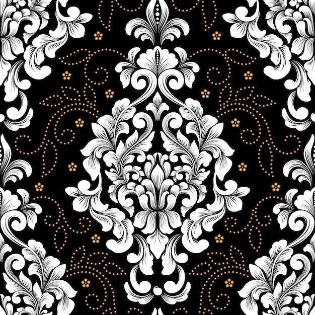 Vector damask seamless pattern element. Classical luxury old fashioned damask ornament, royal victorian seamless texture for wallpapers, textile, wrapping. Exquisite floral baroque template.