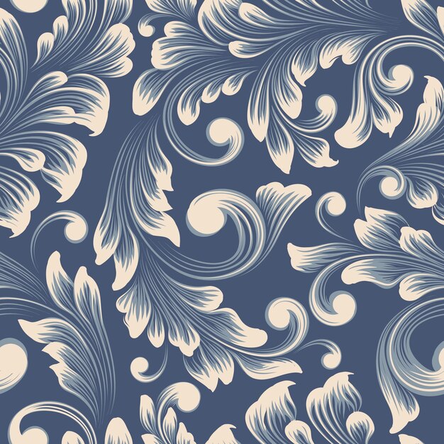 Векторный дамасский бесшовный узор элемент Классический роскошный старомодный дамасский орнамент королевский викторианский бесшовная текстура для обоев текстильная упаковка Изысканный цветочный шаблон в стиле барокко