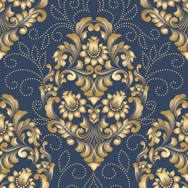 Vector damask seamless pattern element. Classical luxury old fashioned damask ornament, royal victorian seamless wallpapers