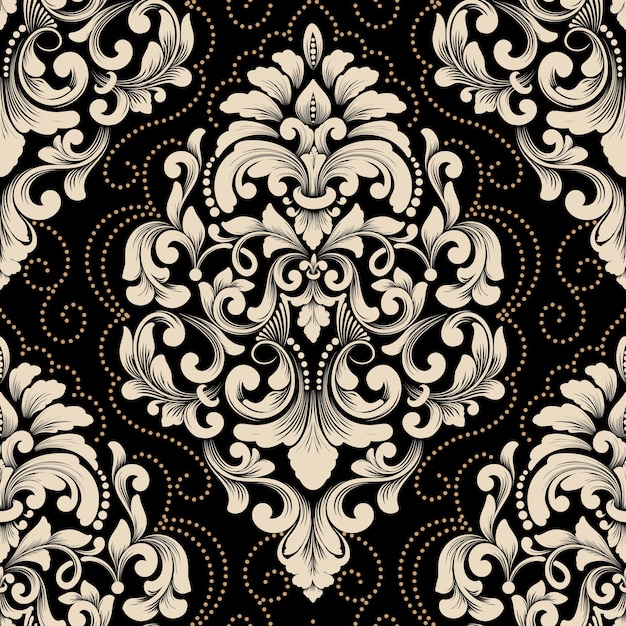 Vector Damask Seamless Pattern Element.