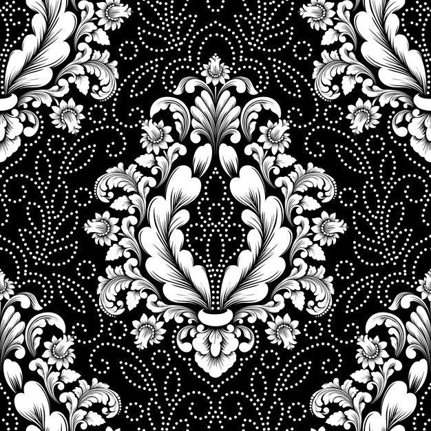 Vector damask seamless pattern element.