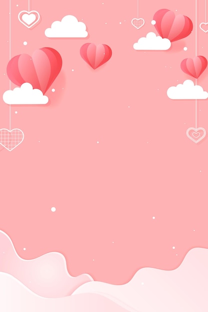 Free vector vector dangling hearts cloud wave pink background