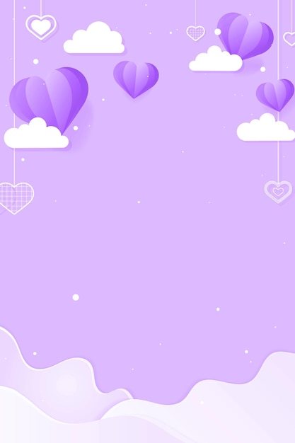 Free vector vector dangling hearts cloud wave purple background