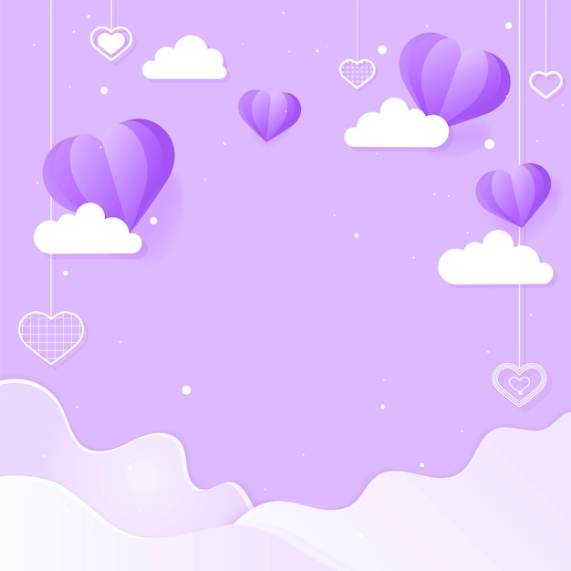 Free vector vector dangling hearts cloud wave purple background