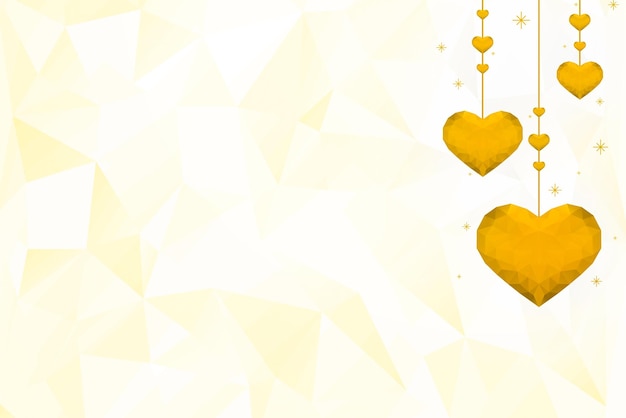 Free vector vector dangling yellow hearts prism pattern background