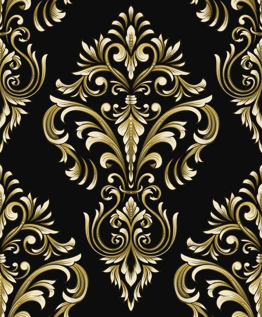 ベクトル詳細なダマスク織のシームレスなパターン要素古典的な豪華な昔ながらのダマスク織の飾りロイヤルビクトリア朝のシームレスなテクスチャ壁紙テキスタイルラッピング絶妙な花のバロックテンプレート