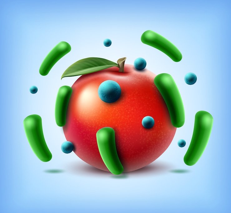 मुफ़्त वेक्टर vector dirty apple full in blue cocci bacteria cells and bacilli
