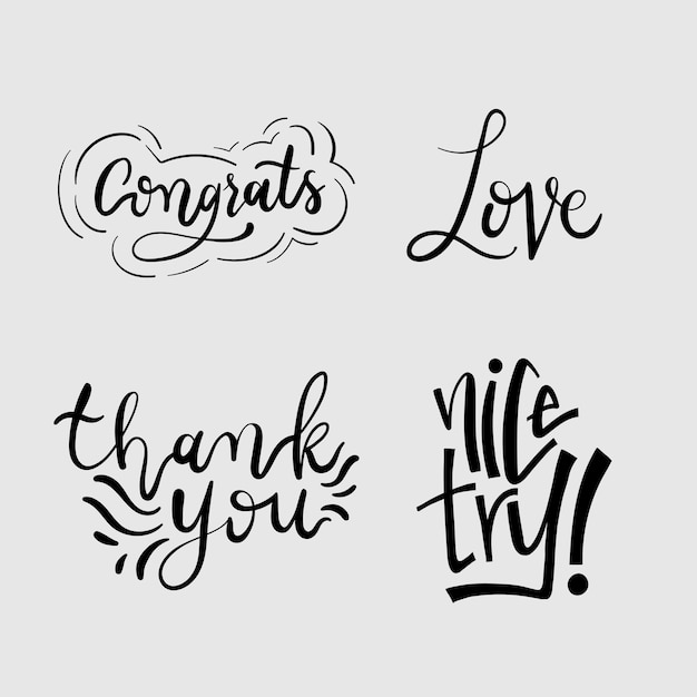 Free vector vector doodle cursive fun words typography