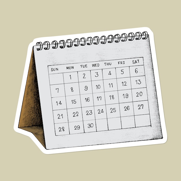 Vector drawing calendar cartoon sticker