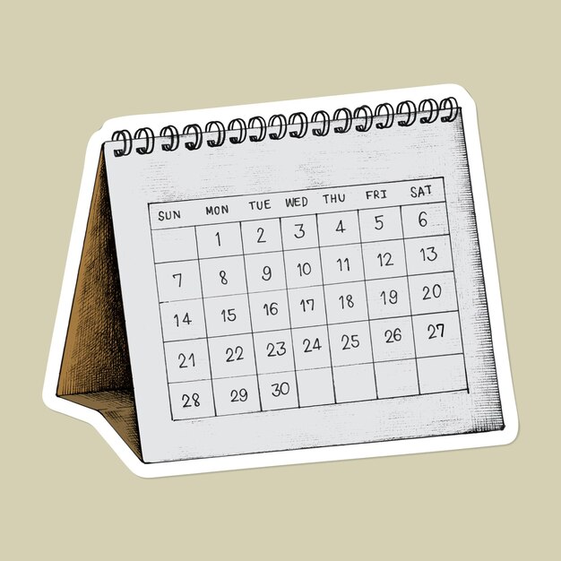 Vector drawing calendar cartoon sticker