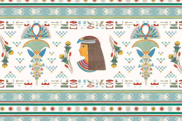 Free vector vector egyptian ornamental seamless pattern background