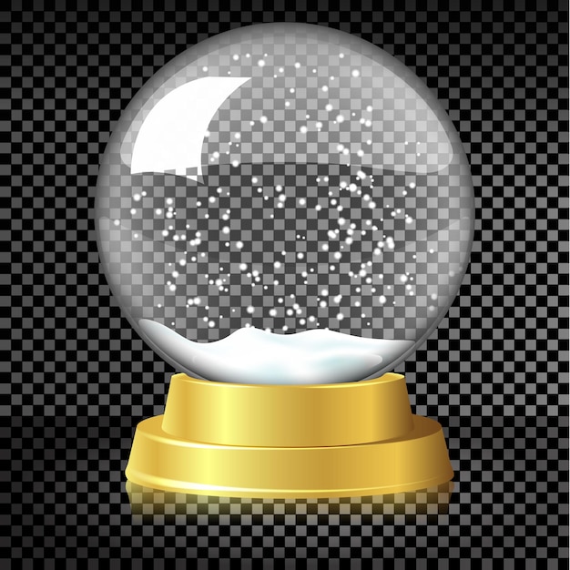 Vector empty christmas snow globe template on transparent background