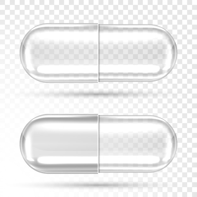 Vector empty transparent pill capsules