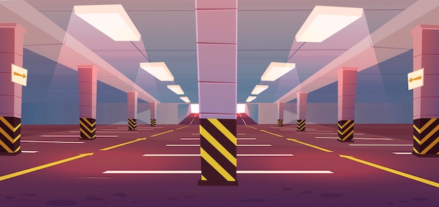 Free vector vector empty underground car parking