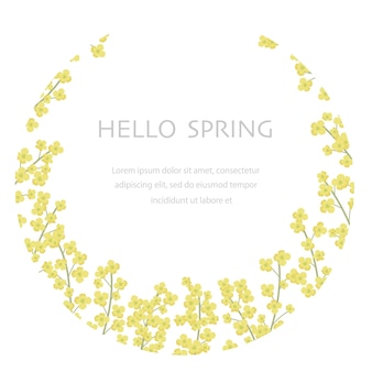 Vector field mustard round floral background illustration with text space isolated on a white backgr