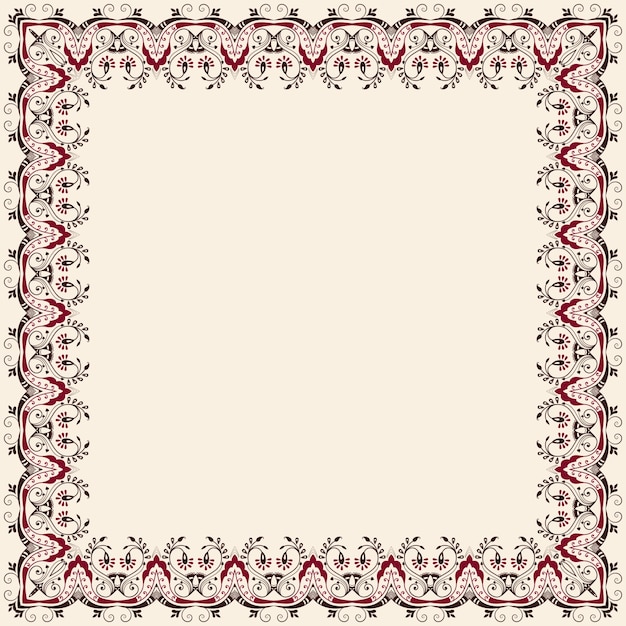 Vector fine floral square frame. Decorative element for invitations and cards. Border element