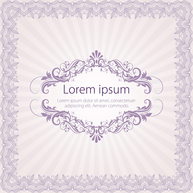 Vector fine floral square frame. decorative element for invitations and cards. border element