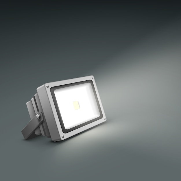 Free vector vector floor illuminated spotlight close up side view isolated on dark grey background