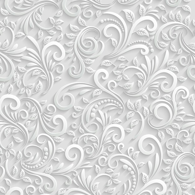 Vector Floral 3d Seamless Pattern Background. For Christmas and Invitation cards decoration