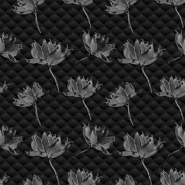 Free vector vector floral background. graphic flowers on black