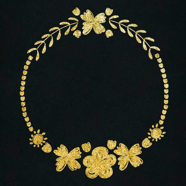 Vector floral wreath frame gold effect