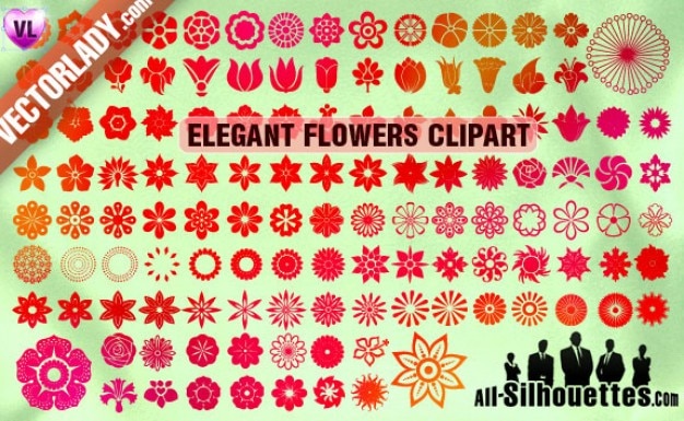 Vector flowers silhouettes | Free Vector