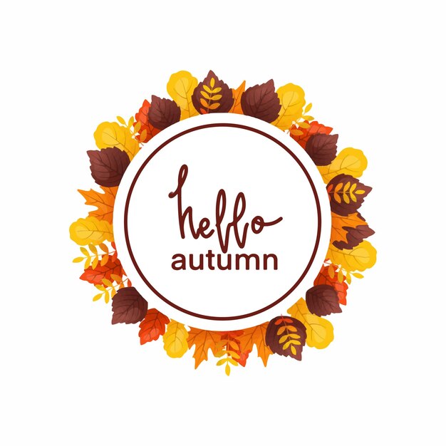 Vector Frame Circle Autumn Leaves Background Pattern