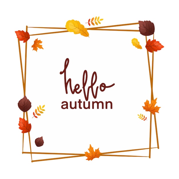 Vector Frame Square Autumn Leaves Background Pattern