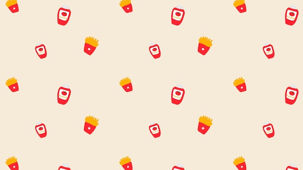 Free vector vector french fries ketchup seamless pattern background