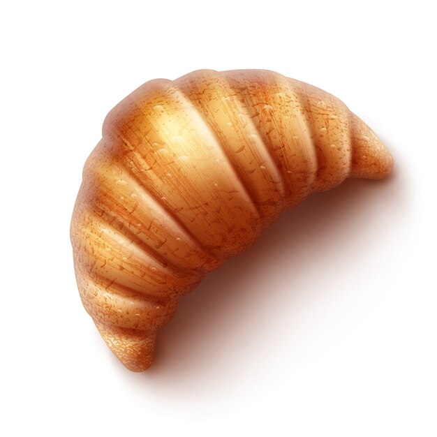 Vector fresh crispy french croissant top view isolated on white background