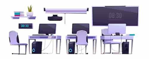 Free vector vector furniture in office or computer class